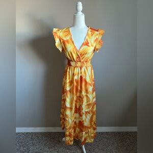 Yellow floral maxi dress
